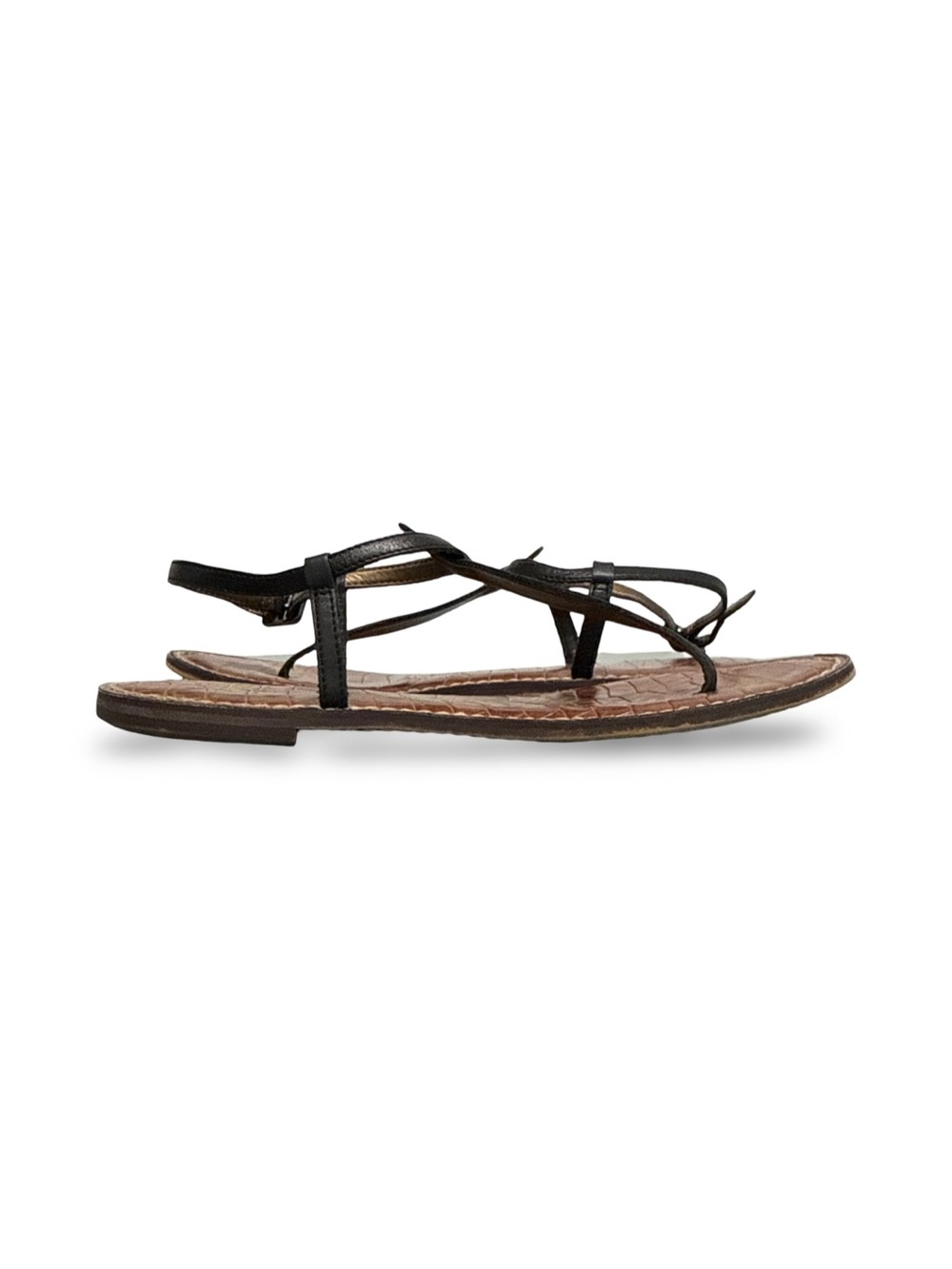 Sam Edelman GIGI Leather T-Strap Flat Sandals Women’s 7 Black - Picture 7 of 10